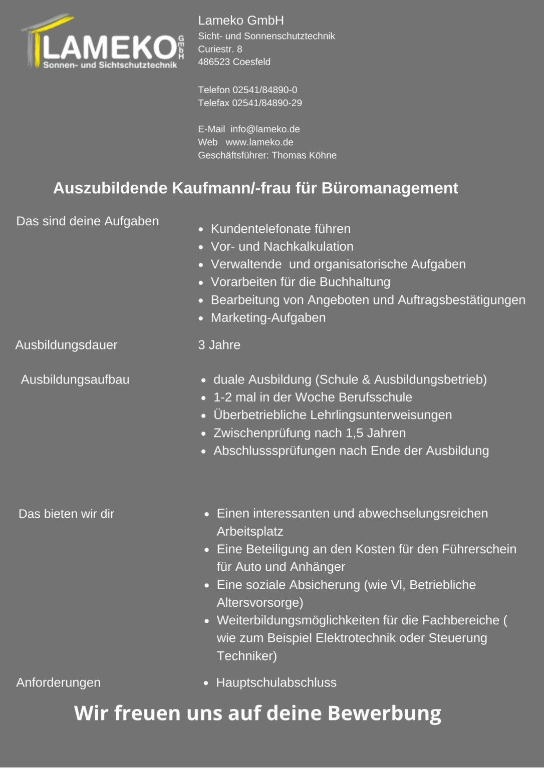 Offene Stellenangebote - LAMEKO GmbH