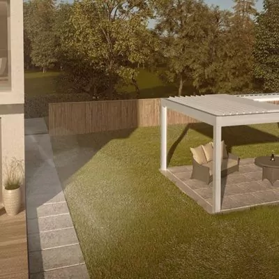 9963443 Freistehendes Lamellendach im Garten